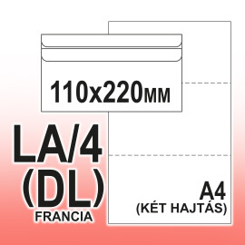 LA/4 (110x220mm) Öntapadós 45x90mm  (a20j20) jobb ablakos Boríték