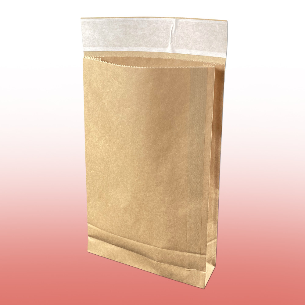 Papírzsák Futárzsák, Csomagküldő Tasak zárható füllel 250x50x353x50 mm Barna