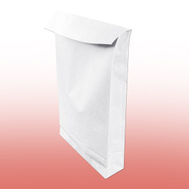 Papírzsák, Futárzsák, Csomagküldő Tasak zárható füllel 300x80x430+50 mm Fehér